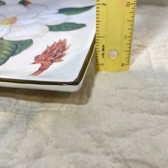 Hand-Painted Ceramic Magnolia Tile Wall Art From Italy - Picture 10 of 10